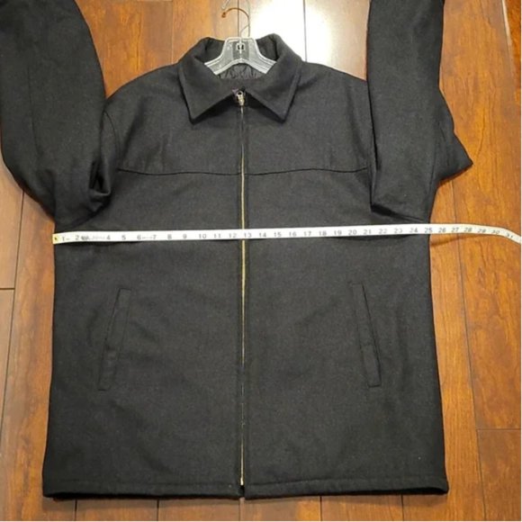 Pinstripe Men's Wool Blend Coat- Gray- Size L - Picture 8 of 10